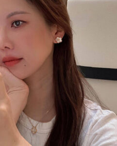 Click to view full screen 18K Lucky Spring Plum Blossom Earrings photo review