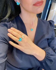 18K Two Butterfly Between the Finger Turquoise Ring photo review