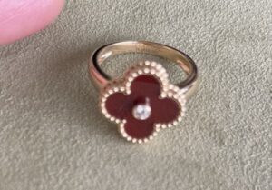 Click to view full screen 18K Vintage Alhambra Carnelian Ring photo review