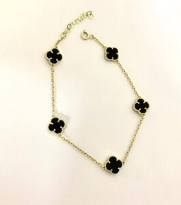 18K Vintage Alhambra Five Motifs Clover Onyx Bracelet photo review