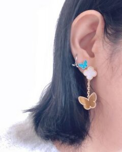 Click to view full screen 18K Sweet Alhambra Butterfly Stud Earrings photo review