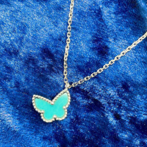 Click to view full screen 18K Sweet Alhambra Blue Butterfly Necklace photo review