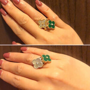 Click to view full screen 18K Vintage Alhambra Malachite Ring photo review