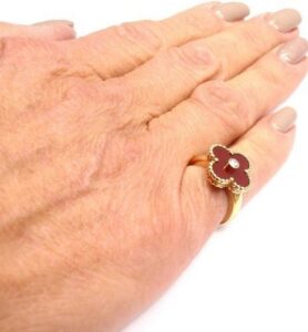 Click to view full screen 18K Vintage Alhambra Carnelian Ring photo review