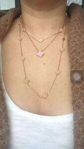 Click to view full screen 18K Sweet Alhambra Pink Clover Necklace photo review